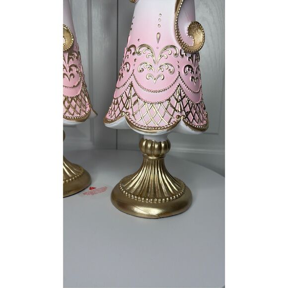 Pink & Gold Glam Christmas Tree Décor – Pearl Bow Finial – Baroque Lace Detail - Picture 8 of 12